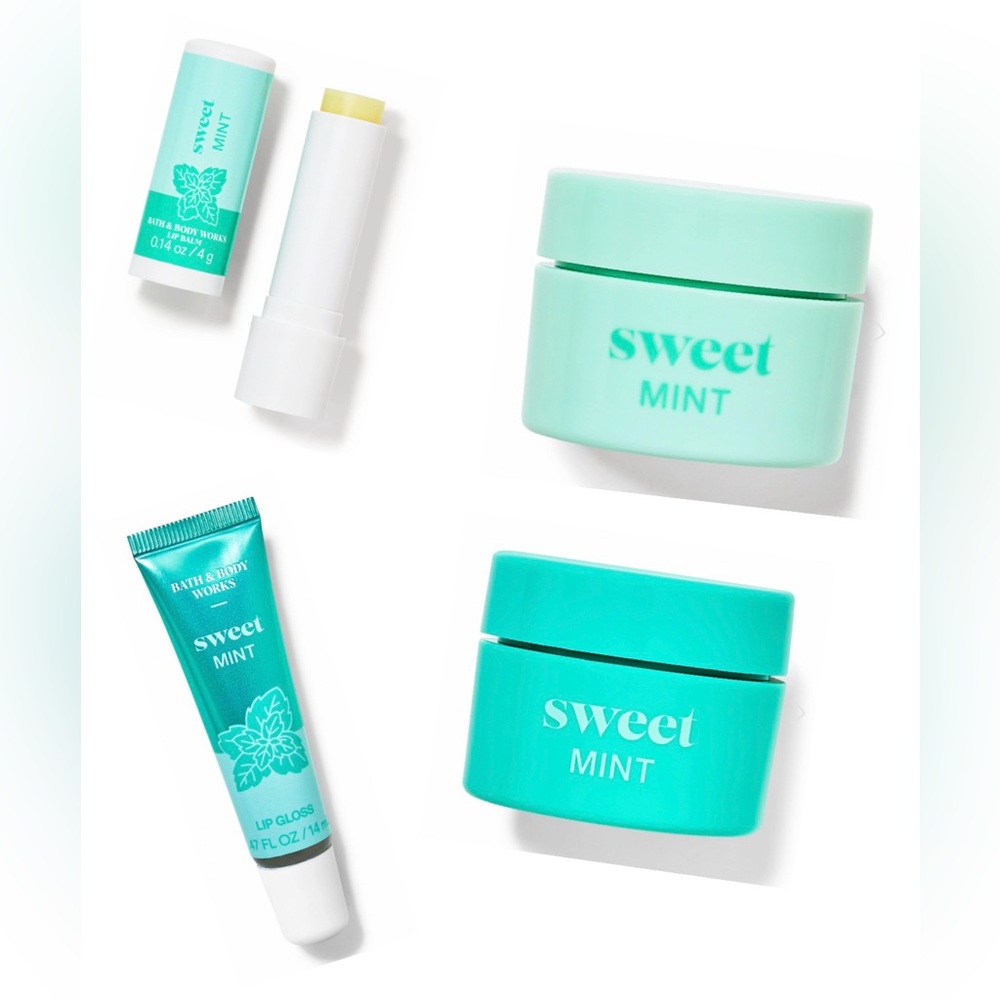 New/Unopened Bath & Body Works Sweet Mint Lip Care Bundle